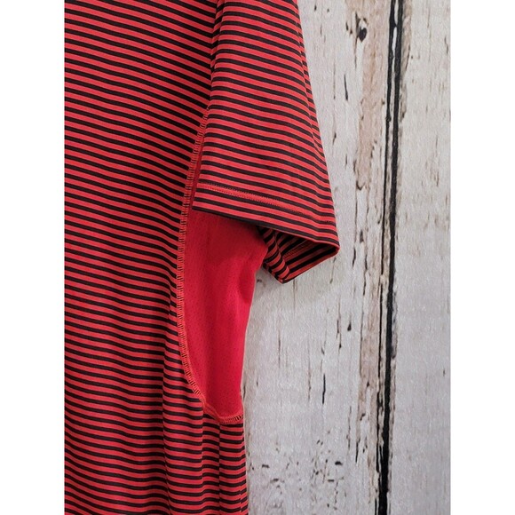 ALK Men's XL Under Armour ColdBlack Heatgear Red Black Striped Golf Polo Shirt - Picture 3 of 10